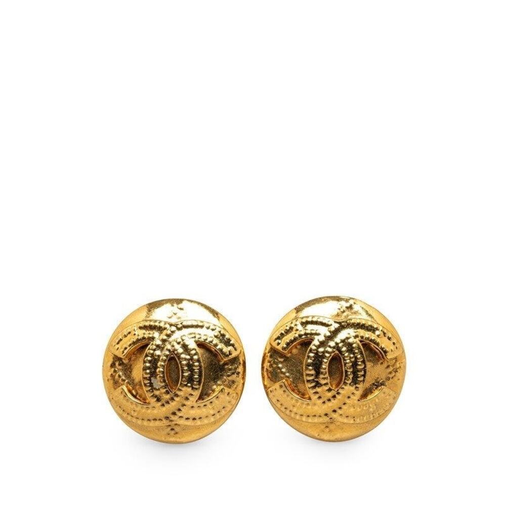 Chanel CC Logo Plated Earrings Gold